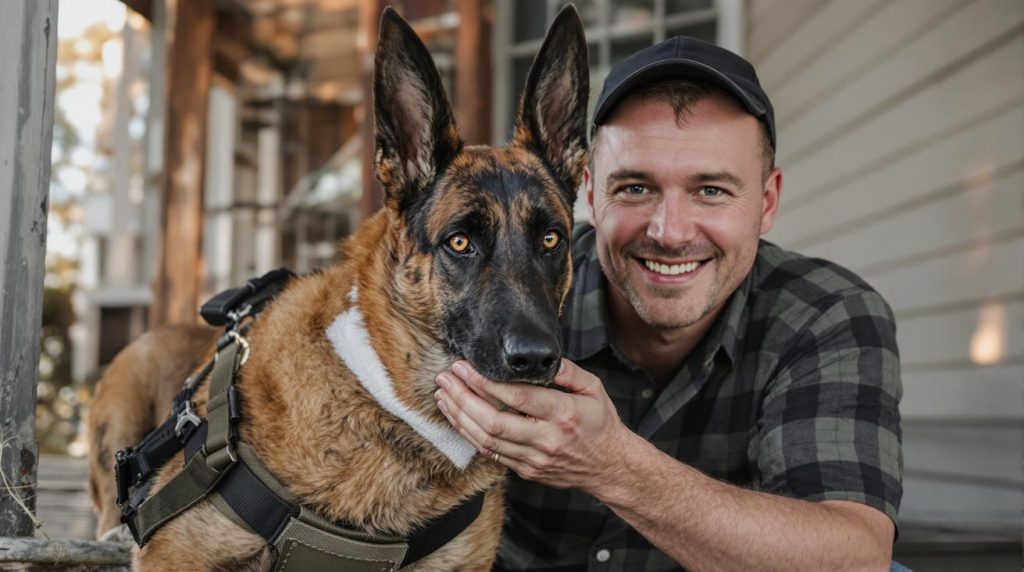 Pour rester aux côtés du Malinois qui l’accompagnait en mission, ce maître-chien l’adopte