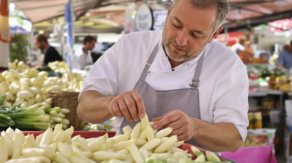 Asperges blanches : ce petit détail que ce Meilleur Ouvrier de France vérifie pour éviter les tiges filandreuses