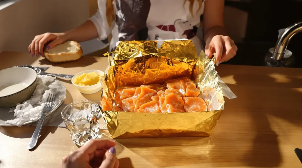 Pourquoi le carton sous le saumon fumé est-il toujours doré ?