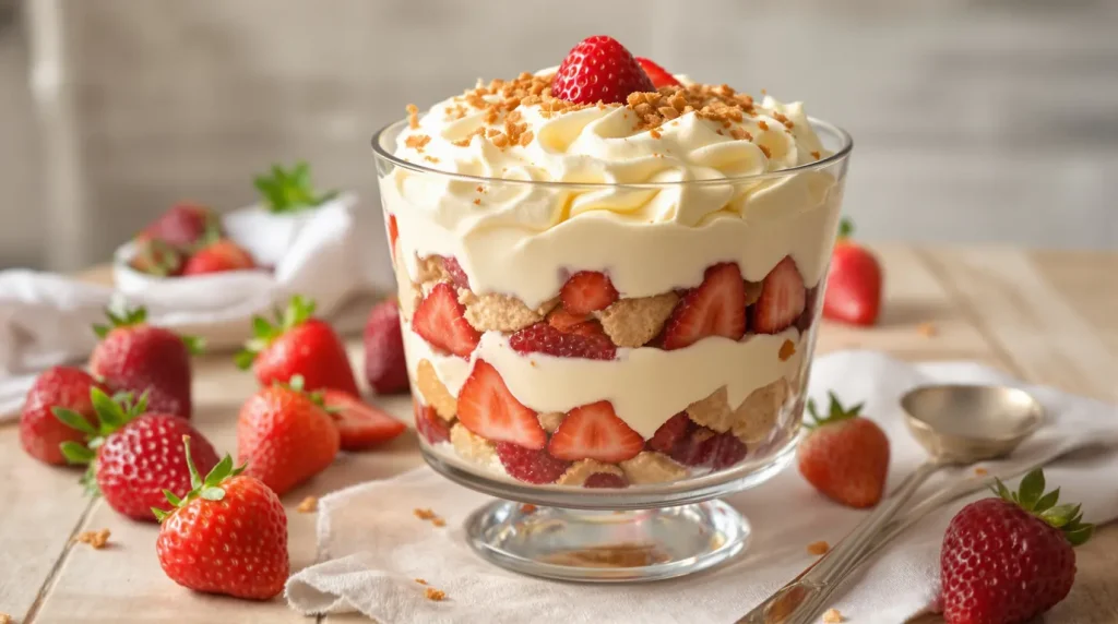 Tiramisu aux fraises crémeux